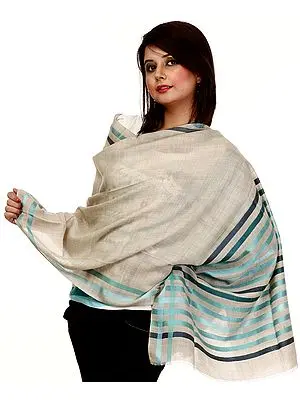 Plain Gray Stole with Striped Borders