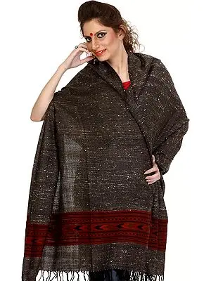 Gray Shawl from Kullu with Kinnauri Woven Border