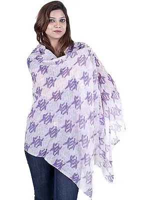 Ivory and Violet Printed Stole