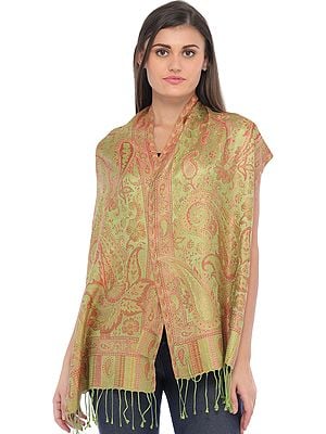 Super-Silk Jamawar Scarf with Woven Paisleys