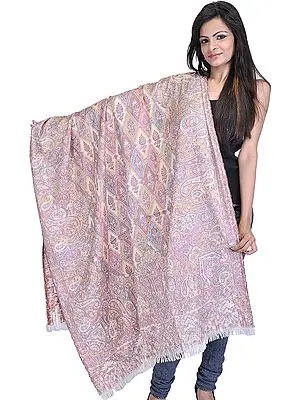 Multi-Colored Kani Shawl with Woven Paisleys and Flowers