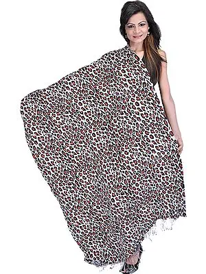 Ether-Blue Leopard-Skin Printed Shawl from Nepal