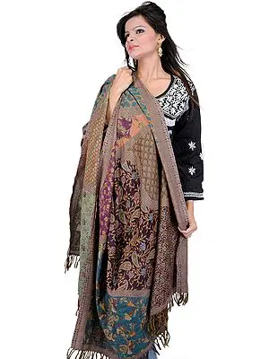 Jamawar Shawl with Woven Paisley and Flowers