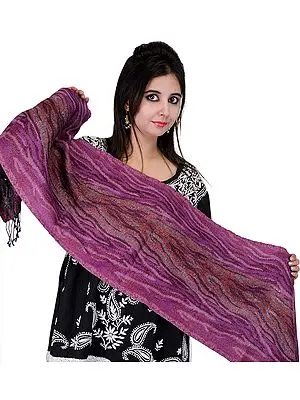 Iris-Orchid Scarf with Woven Tiger Stripes All-Over
