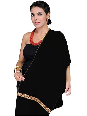 Tusha Scarf from Kashmir with Sozni Embroidered Border