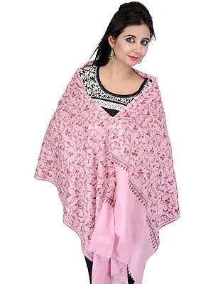 Tusha Stole from Kashmir with Needle Stitched Embroidery