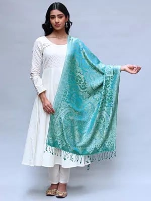 Reversible Super Silk Jamawar Stole with All-Over Weave