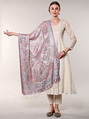 Reversible Super Silk Jamawar Stole with All-Over Weave