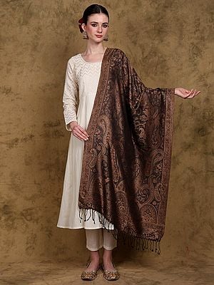 Reversible Super Silk Jamawar Stole with All-Over Weave