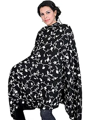 Kashmiri Aari Shawl with Aari Embroidered Flowers All-Over