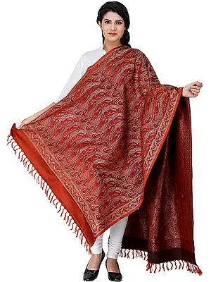 Stylized Paisley Banarasi Shawl with All-Over Weave