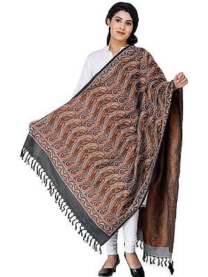 Stylized Paisley Banarasi Shawl with All-Over Weave