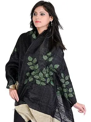 Dupatta Wrap from Jharkhand with Applique Leaves