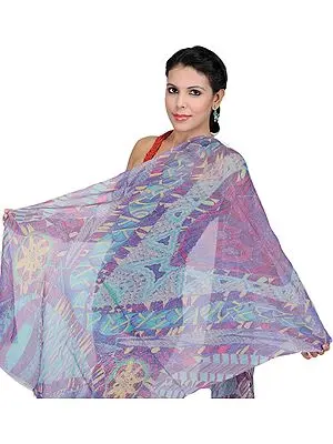Multi-Color Stole with Modern Digital Print