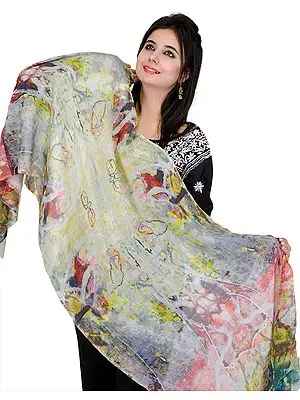 Multi-Color Stole with Random Digital Print