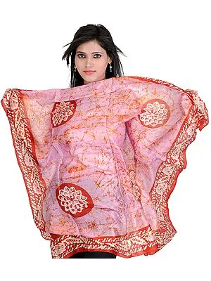 Lilac-Sachet Printed Batik Dyed Scarf