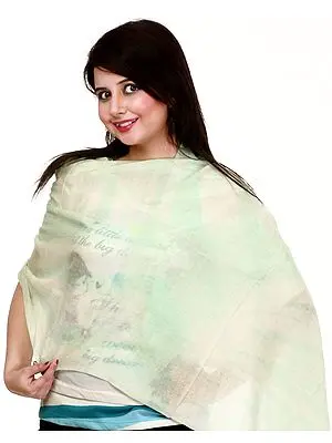 Pale-Green Plain Batik Dyed Stole