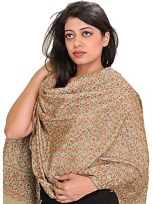 Tusha Stole from Kashmir with Jafreen Jaal Embroidery by Hand