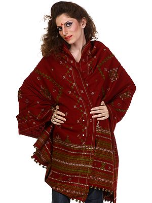 Rosewood Kutchh Shawl from Gujarat with Mirrors