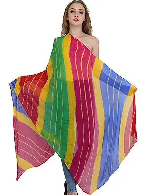 Multi-Color Dupatta from Jodhpur with Leheria Print