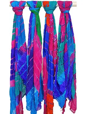 Lot of Four Leheria Dupattas from Jodhpur