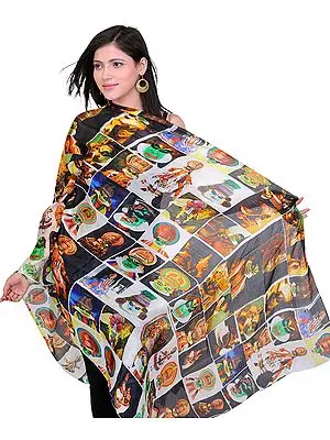 Designer Kathakali Dupatta with Digital Print