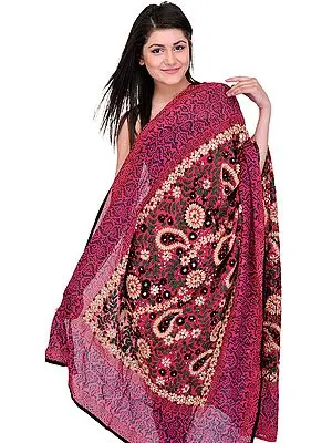 Embroidered Phulkari Dupatta from Punjab with Sequins