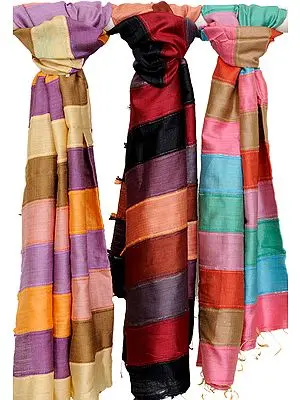 Lot of Three Multi-Color Stoles from Jharkhand