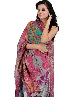 Multi-Colored Shawl with Random Prints