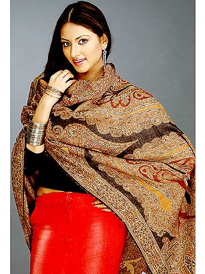 Stylized Paisley Jamawar Shawl