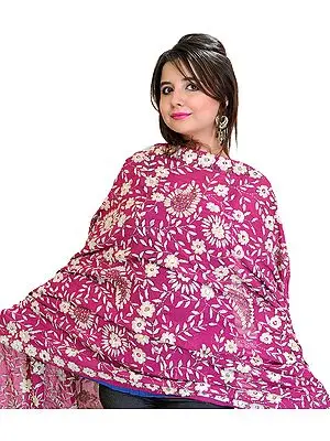 Phulkari Dupatta from Punjab with Crewel Embroidery and Sequins