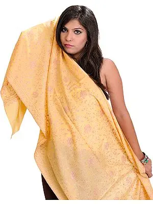 Stole from Kashmir with Sozni Hand Embroidered Flowers