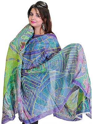 Multi-Color Dupatta with Digital-Printed Geometrical Design