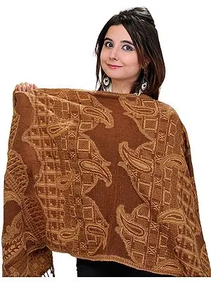 Butternut Jamawar Stole with Woven Paisleys