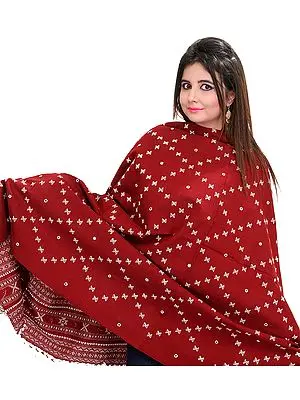 Rosewood Shawl from Kutch with Woven Bootis and Mirrors