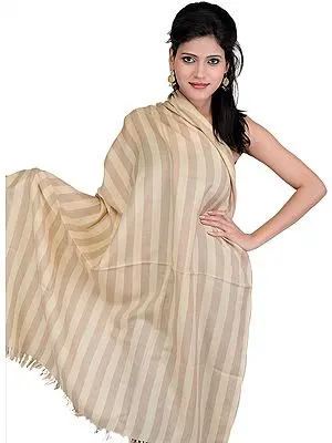 Vanilla Tusha Shawl with Woven Wide Stripes