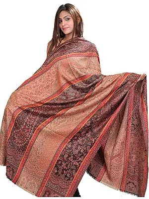 Reversible Jamawar Shawl From Amritsar with Woven Paisleys