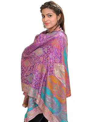 Kani Jamawar Stole with Woven Flowers