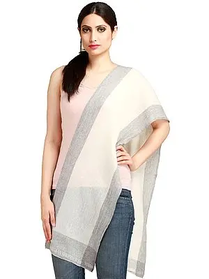 Plain Cashmere Scarf from Nepal with Woven Border