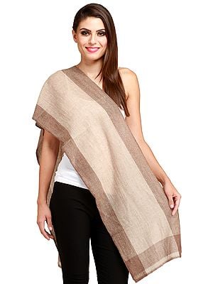 Plain Cashmere Scarf with Solid Border