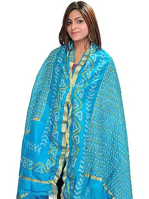 Capri-Breeze Bandhani Tie-Dye Gharchola Dupatta From Gujarat