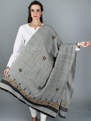 Shawl from Kutch with Central Embroidered Chakra and Mirrors