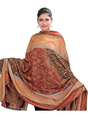 Multi-color Reversible Jamawar Shawl From Amritsar