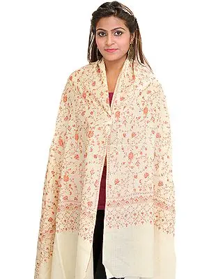 Papyrus Kashmiri Tusha Shawl with Sozni Embroidery by Hand