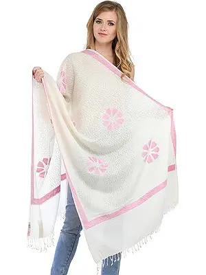 Designer Amritsari Stole with Aari Embroidered Flowers