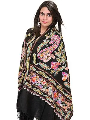 Stole from Amritsar with Aari Embroidery All-Over