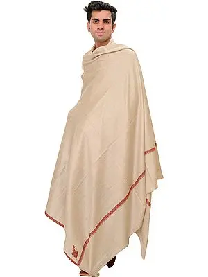 Plain Men's Dushala (Lohi) with Needle-Embroidered Border