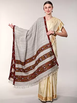 Shawl from Kullu with Woven Stripes and Kinnauri Border