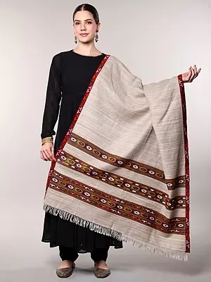 Shawl from Kullu with Woven Stripes and Kinnauri Border