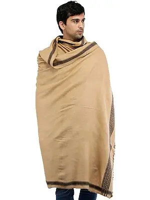 Men's Plain Shawl from Kutch with Thread Weave on Border